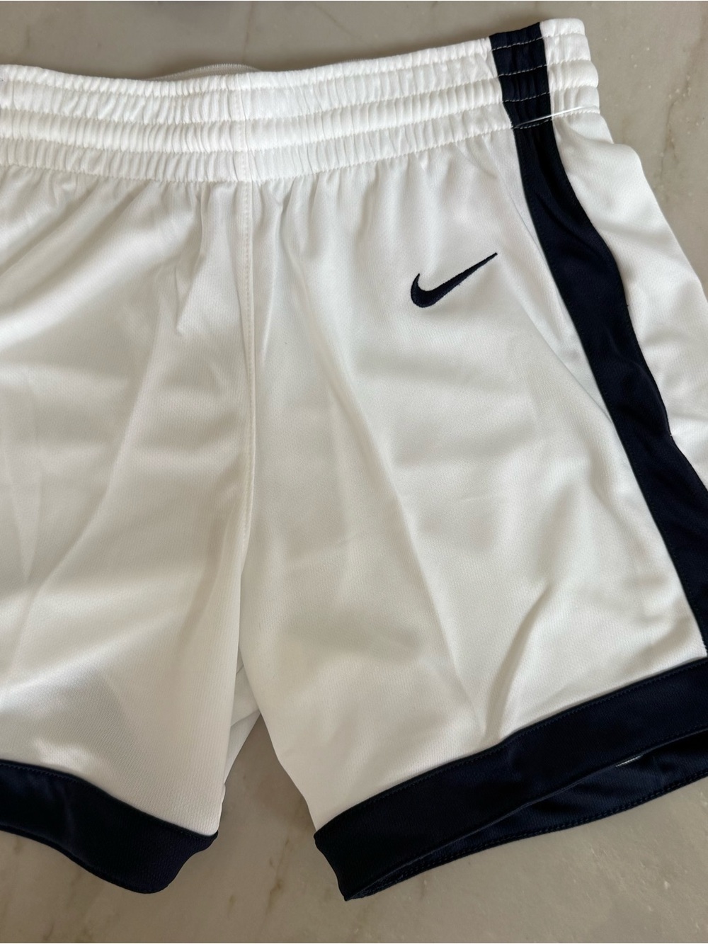 Nike White Athletic Shorts with Navy Accents